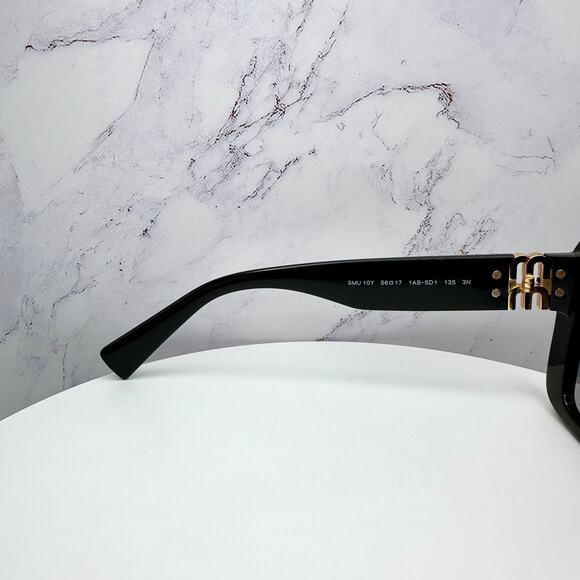 New MIU MIU Sunglasses Black Square Gold Full Rim 56mm MIU MIU - Picture 12 of 14